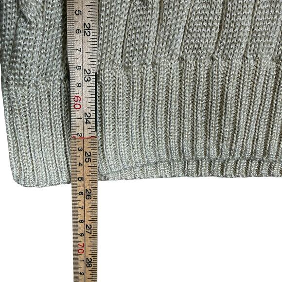 Polo Ralph Lauren Metallic Gold Cable Knit Crewneck Sweater Cotton Blend | Large - Picture 9 of 12
